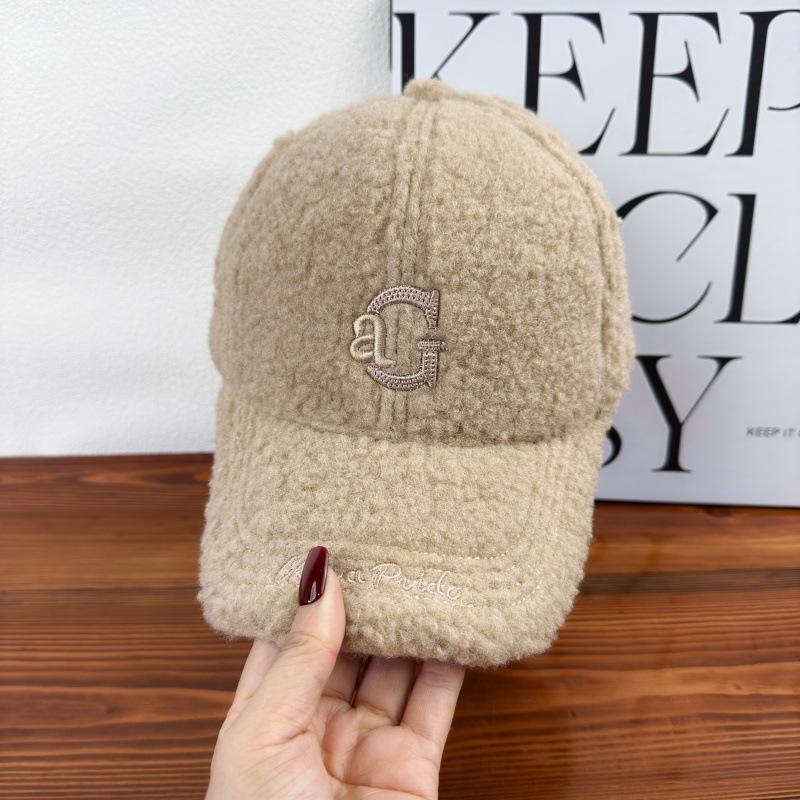 Autumn and winter new lamb wool thickened thermal baseball cap children's casual letters fashion versatile cap men