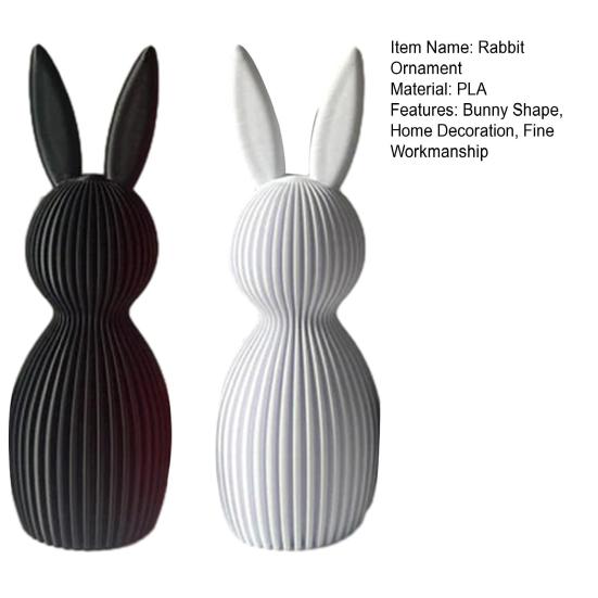 1/2Pcs Easter Bunny Figurine 3D Printed Ribbed Rabbit Statue Sculpture Home Office Holiday Party Table Centerpiece Decoration