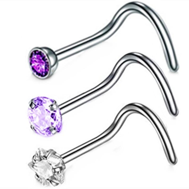 3PCS Pink Crystal Bend Nose Piercing Stud Set Spider Nose Ring Bulk Twist Butterfly Nose Rings And Studs Pack Piercing Nariz Lot