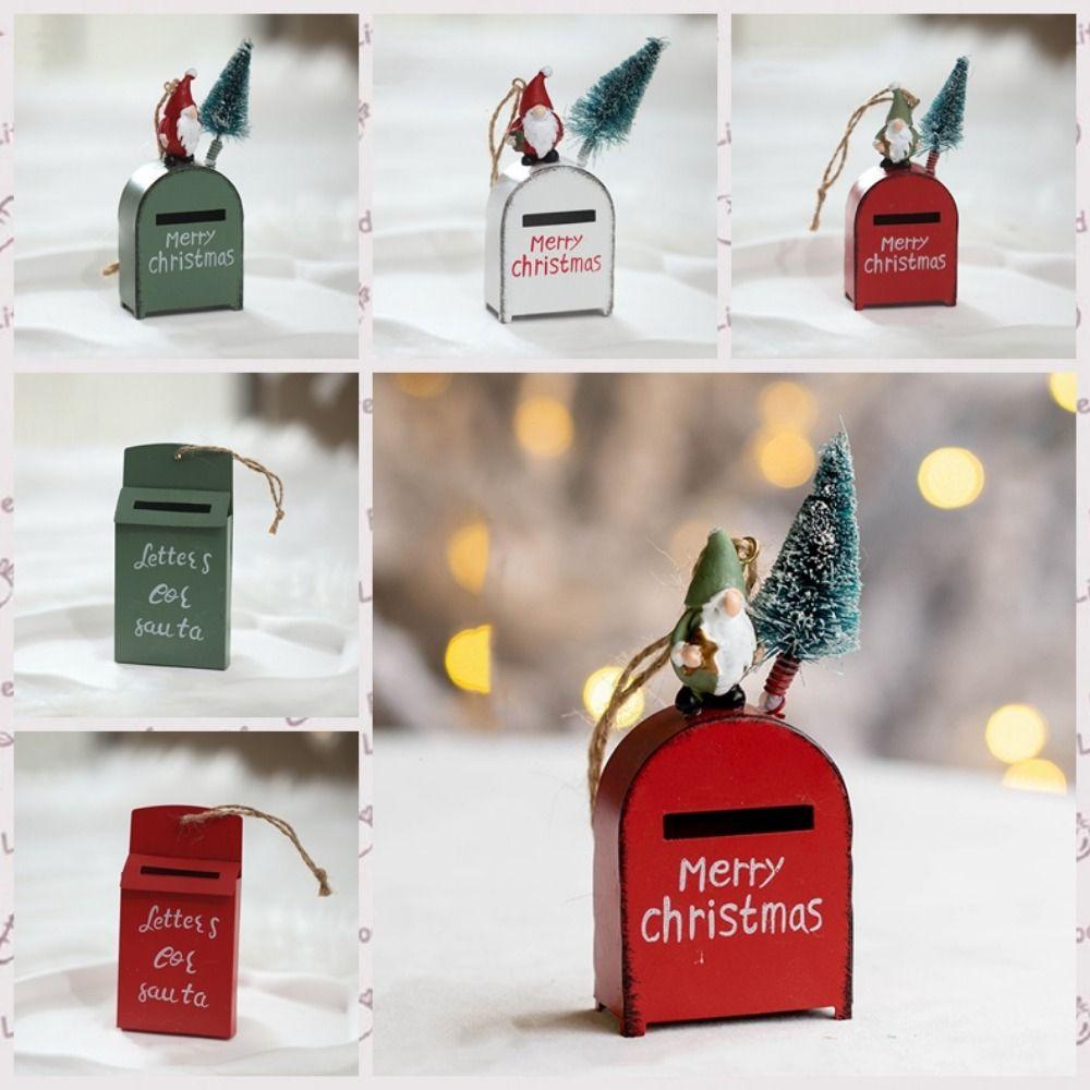 Iron Santa Claus Mailbox Pendant Cartoon Christmas Tree Pendant Mailbox Hanging Pendant  New Year