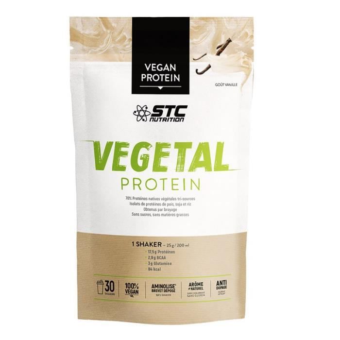 VEGETAL PROTEIN Goût Vanille - Protéines en Poudre - Vegan - Tri-sources : isolats de protéines de pois, soja &amp; riz