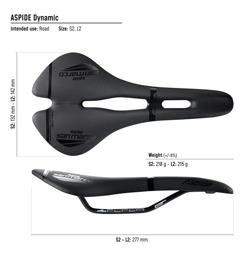Selle San Marco Aspide Dynamic Narrow Bicycle Size Narrow S2 W 132 X L 277 Mm Saddle, – (901MN401)