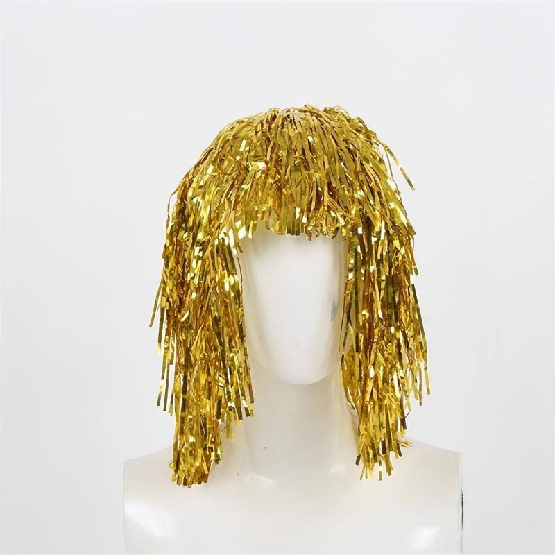 Glanzende Tinsel Pruik Metallic Maskerade Disco Hoed Folie Tinsel Pruiken Voor Volwassenen Verkleedfeest Als Fotorekwisiet Cosplay Benodigdheden