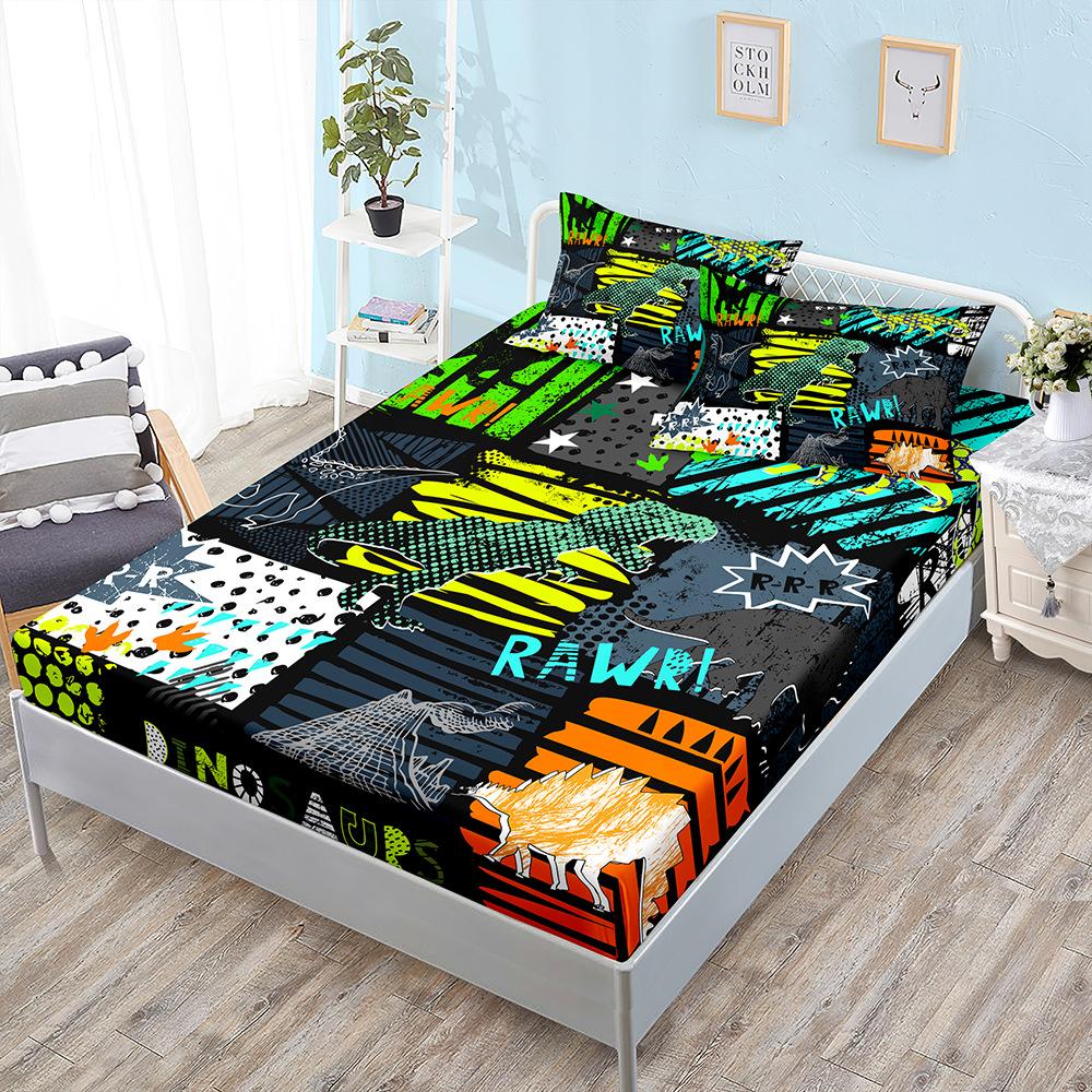 Sheet Three-Piece Bedspread Animal Dinosaur Mattress Protective Cover