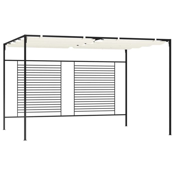 Belvédère avec auvent rétractable 3x4x2,3 m Crème 180 g m²
