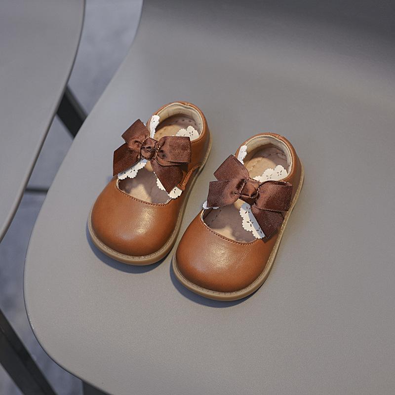 Fashion Girls' Shoes British Style Kids Leather Shoe Soft Soled Girls Leather Shoes Nonslip Child Shoes Simple Girl Casual Shoe