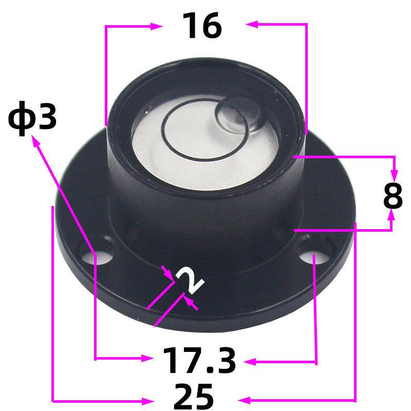 HACCURY Round Metal Spirit Level with Base Mounting Holes
