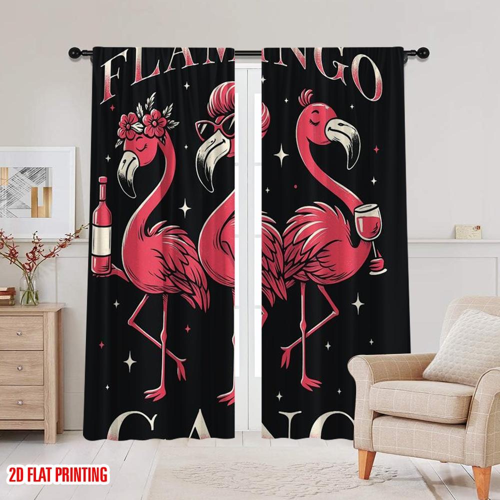 2Pcs,2D Plane Printing Curtains Roller Blinds Fashion Flamingos 100% Polyester (Without Rod) Decorations For Home Perfect For