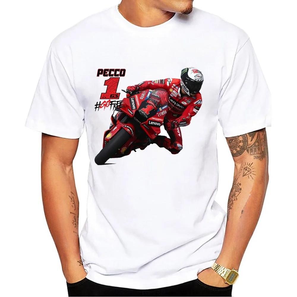 Francesco Bagnaia Pecco 1 GP Riding T-Shirt Hip Hop Boy Rider Casual T Shirt Pecco 63 Man Motorcycle Sport Racing White Tees