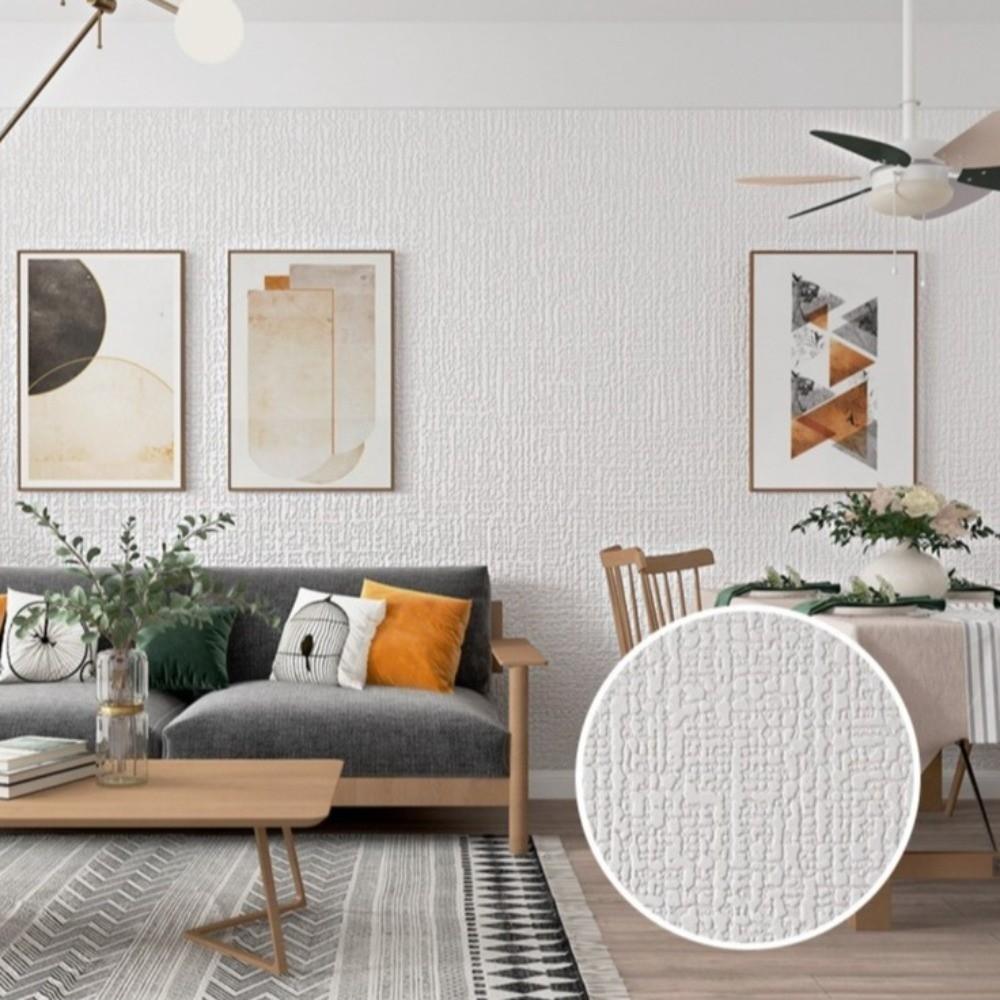 Self-Adhesive Bedroom Wallpaper 3D Linen Texture Renovation Wall Stickers Foam Wall Panel