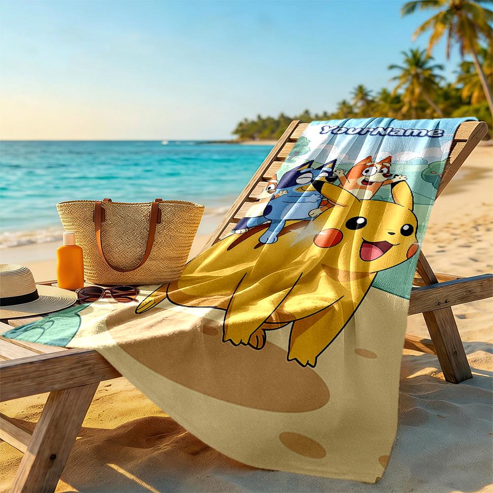 Bluey Customized Name Beach Towel High Absorbency & Quick-Dry Portable for SwimmingBeachCamping Travel Beach AccessoriesGym