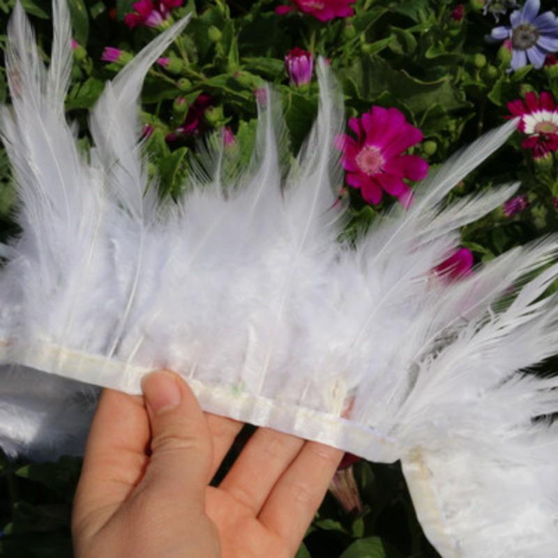 Diy White Feather White Tip Cloth Strip Jewelry Handicraft Decoration Wedding Dress Skirt Clothing Accessories