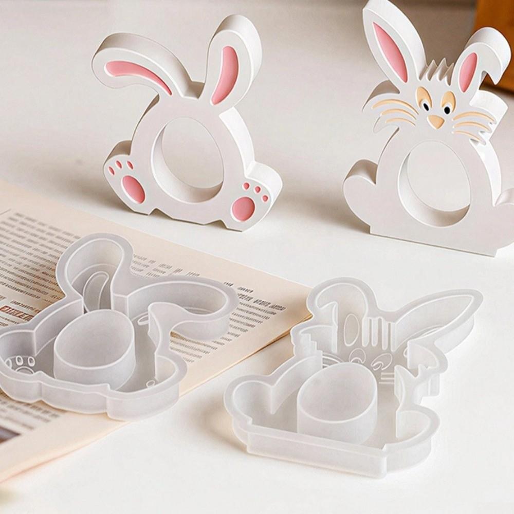Non-stick Easter Rabbit Molds Heat Resistant Flexible Candle Making Mold Hollow Bunny DIY Crafts Epoxy Resin Mold