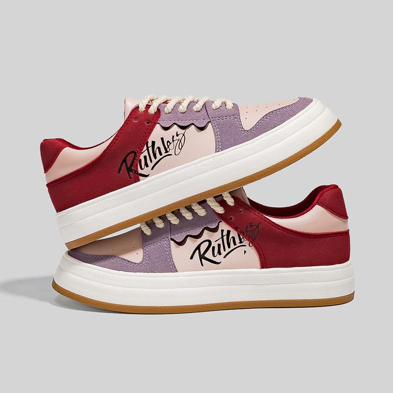 

Женские одинарные туфли на толстой подошве ярких цветов на плоской подошве, женские парусиновые туфли 35 красный