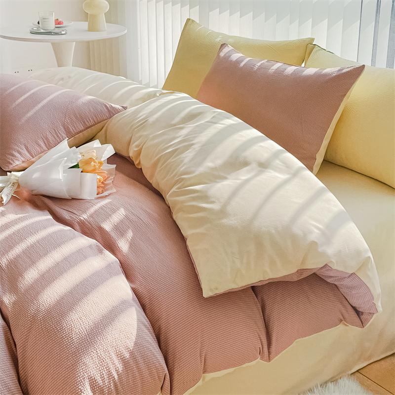 Bubble Cotton Bedding Set - Soft & Breathable Bedroom Set - Includes 1 Duvet Cover, 1 Flat Sheet, 2 Pillowcases