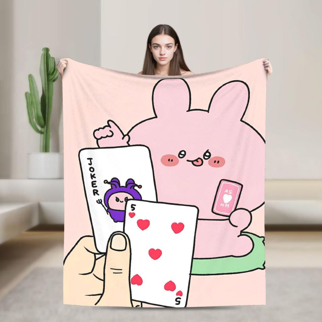 Asamimichaan Cute Asamimi Blanket Soft Warm Street Trend Plush Throw Blanket For Couch Bed Picnic Flannel Bedspread Bed Cover