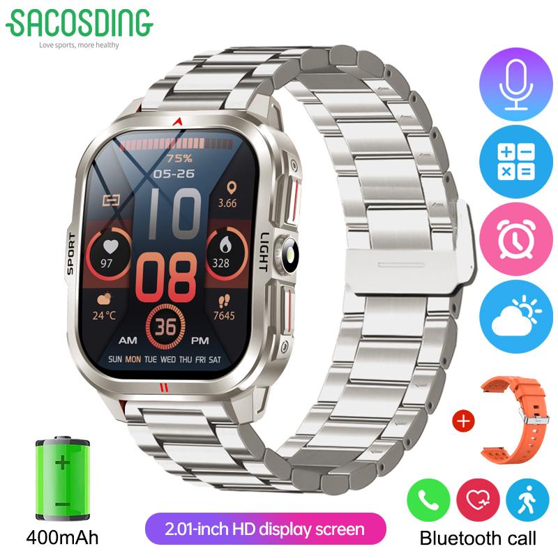 SACOSDING Rugged Smart Watch Men Outdoor Sport Smart Watches Heart Rate Monitor Bluetooth Call Man Smartwatch For Androd ios