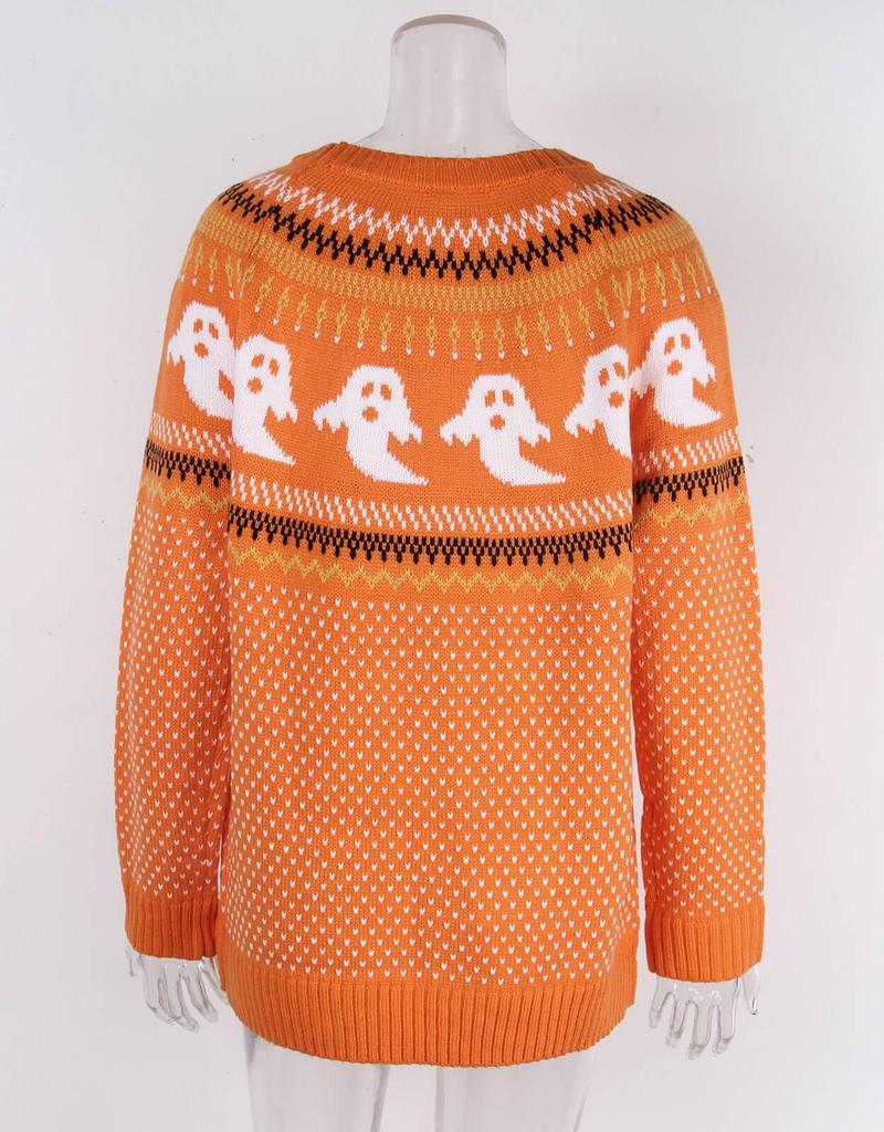 Women's European and American Retro Polka Dot Halloween Sweater - Autumn/Winter Long Sleeve Knitwear