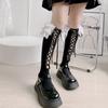 Sweet Lolita Socks Women's Calf Socks Black White Knee High Socks Tie Up Cotton Socks Lace Trim Princess Socks for Party
