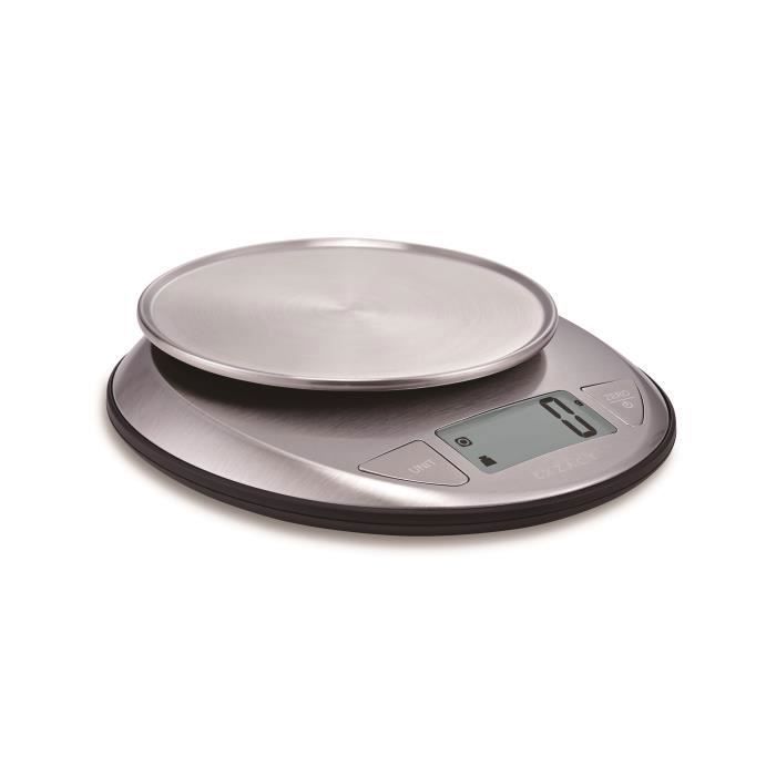 Balance de cuisine électronique - exzact - acier inoxydable - grand écran lcd - fonction tare - 5 kg de capacité