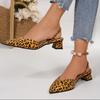 Fashion Leopard Print Baotou Sandals Autumn New Pointed Toe Shallow Cuff Foot Non-slip Wear-resistant Block Heel Shoes