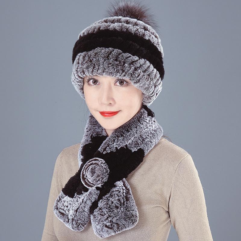 Old Man In Fur Rex Rabbit Hair Hat Ladies Autumn and Winter Mom Old Woman Warm Fox Hair Grandma Top Hat