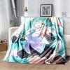 Anime Vocaloid Girl Blanket Kawaii Miku Lightweight Soft Throw Blanket Flannel Bedspread Sofa Cover Gift for Children