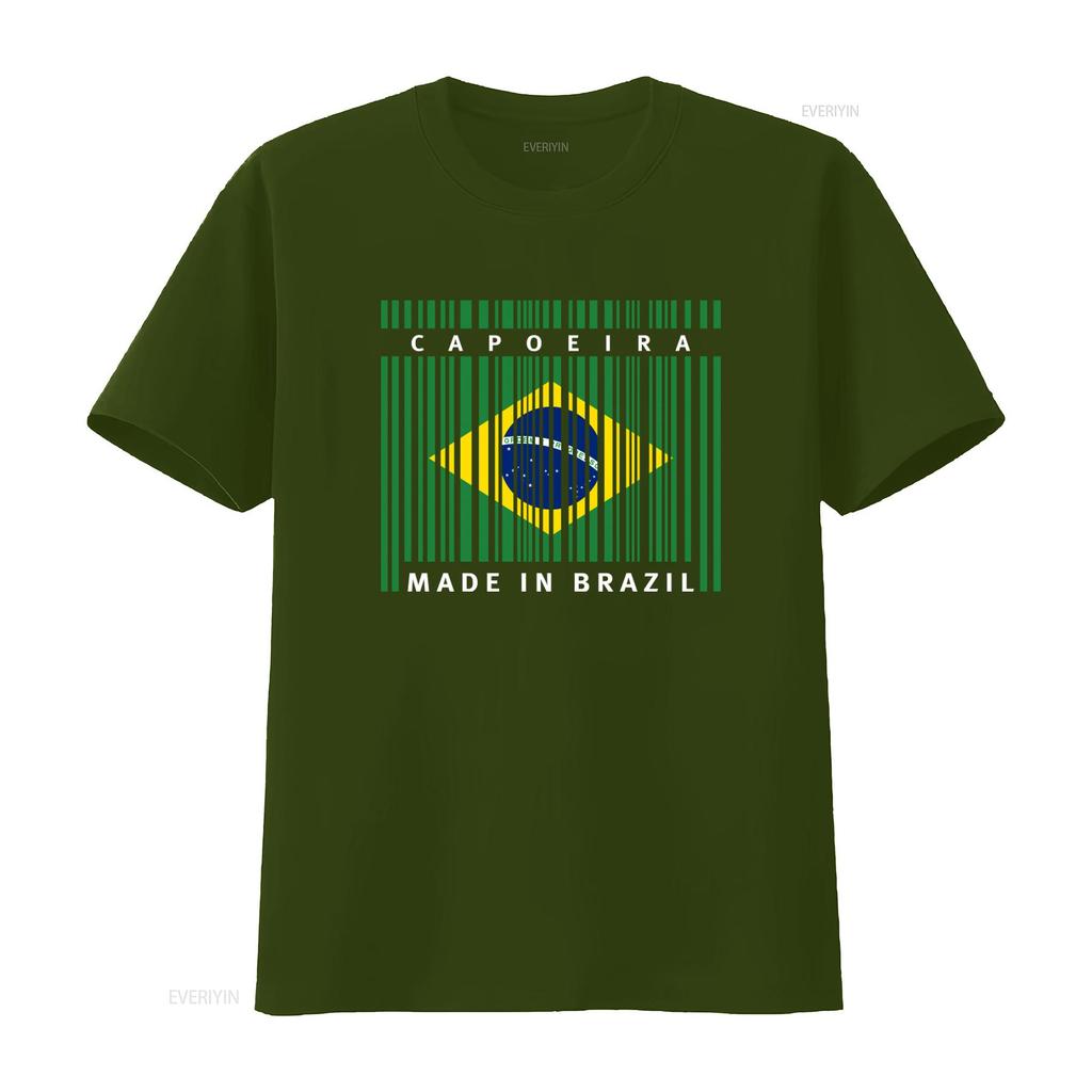 Capoeira Made In Brazil Print T Shirt Casual Fashion Vintage Washed Unisex Streetwear Stylish Graphic Top For Everyday Wear
