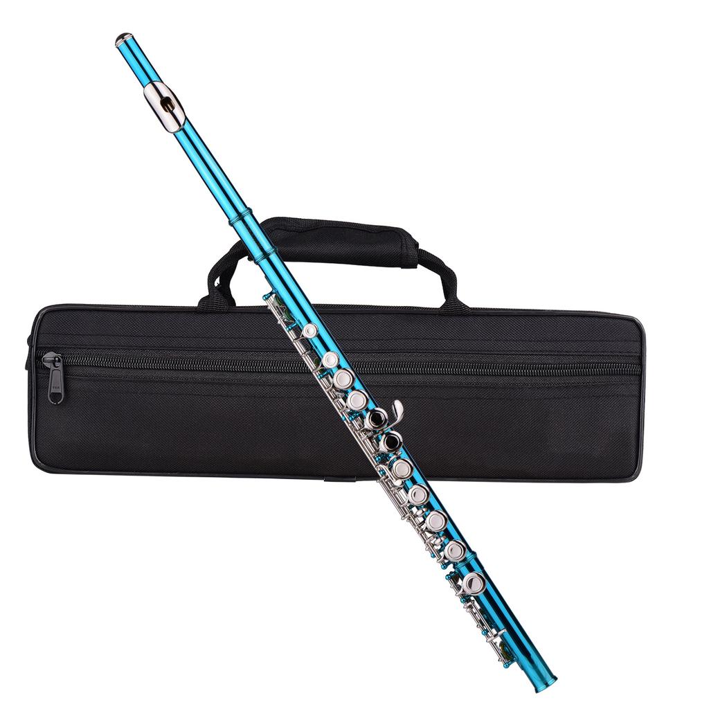 Closed Hole C Flute 16 Keys Cupronickel Nickel plated Wind Instrument with Carry Case Flute Stand Gloves Cleaning Cloth