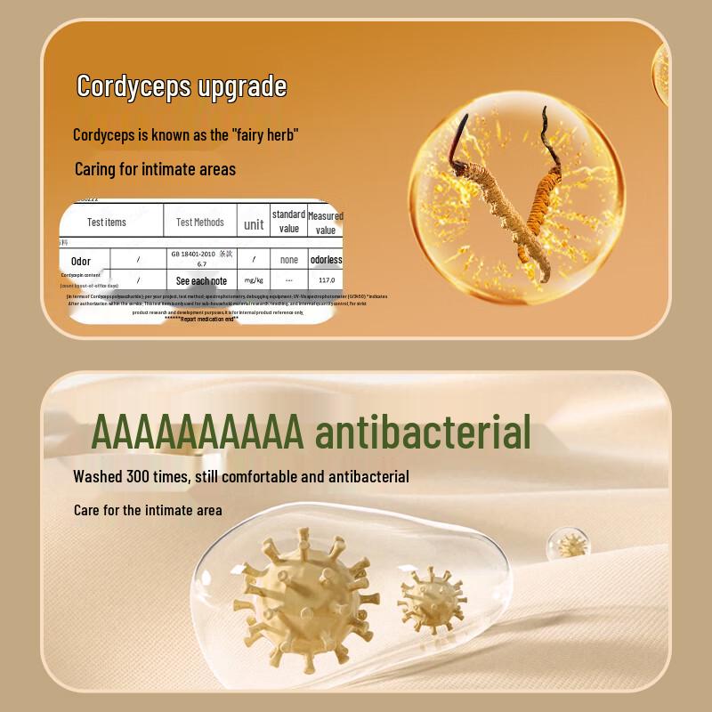 ME FEELING Men's Cordyceps Cotton Antibacterial Boxer Briefs