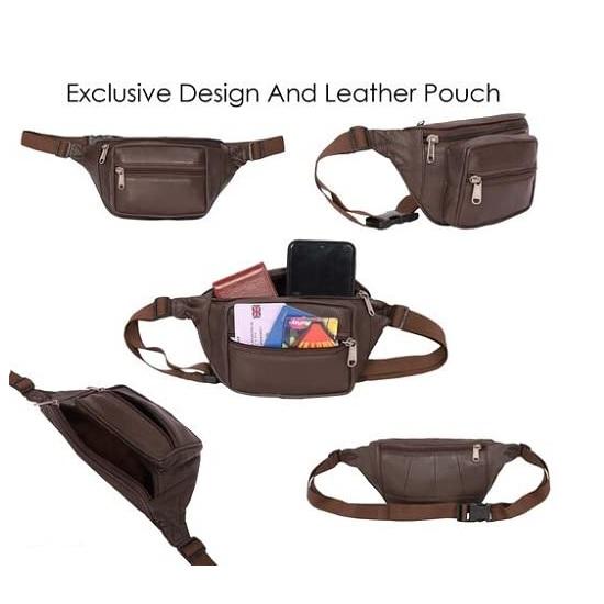 Noora Dark Brown Leather Men & Women Waist Bag Fanny Bag Travel Pouch Passport Holder Pouch