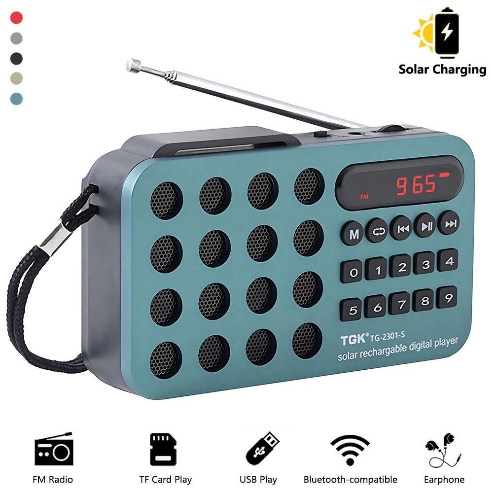 Rechargeable Mini Bluetooth Speaker Solar Charging MP3 Music Player Digital Radio Receiver