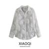 Fashion Style 2024 Spring New Arrival Women's Stylish Slim Looking Easiest for Match Loose Jacquard Texture Casual Polo Collar Shirt