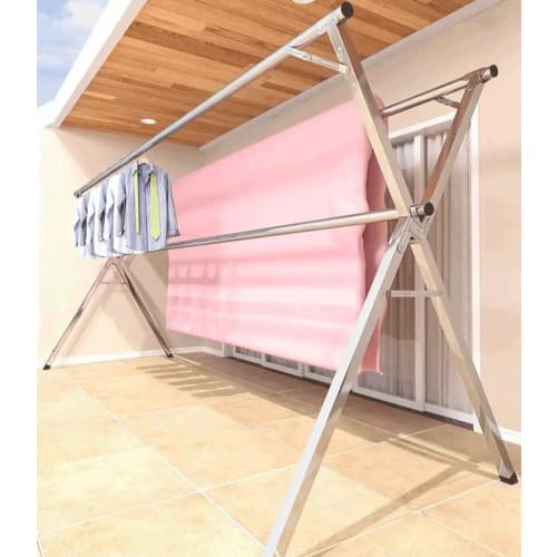 This X-shaped, extendable clothes drying rack for futons and other indoor items is made with lightweight, rust-resistant aluminum pipes. It's a space-