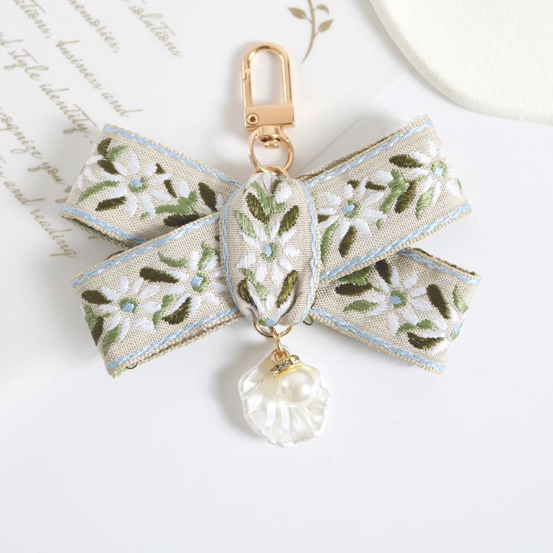 1pc Elegant Fashion New Keychain Keyrings Leaf Pattern Bag Charms Wallets Decor Fabric