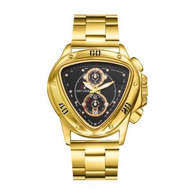 Men's Stainless Steel Watch with Luminous Analog Display: Waterproof, Calendar, Triangle Display, Simple and Stylish Quartz Movement - A Perfect Gift