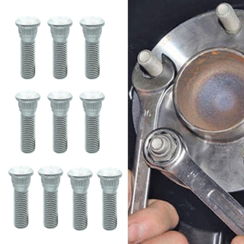 10Pcs Wheel Studs Tire Lug Nuts Replacement Wheel Lug Studs Tire Hub Screw 48mm Long & 12mmx1.5 Extended Knurled Bolt