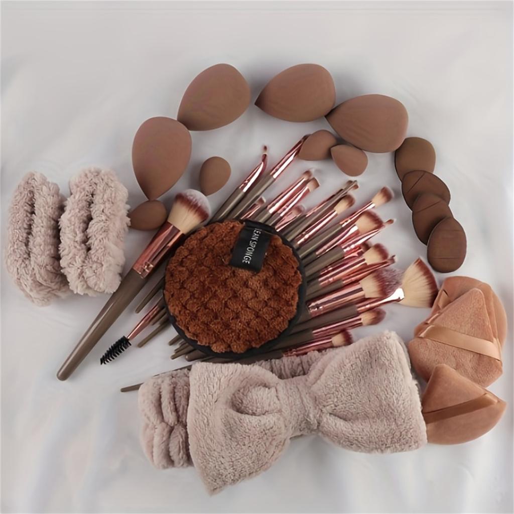 Professional 20-56PCS Makeup Brush Set Portable Storage Bag Soft Beauty Sponge Powder Puff Cosmetic Blending Brush Face Makeup Tools for Travel Daily