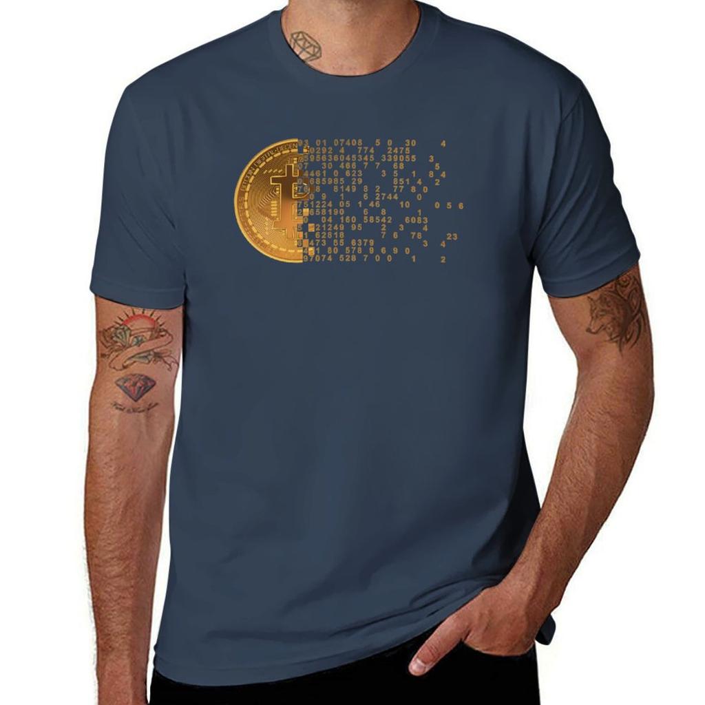 Bitcoin Logo Binary Cryptocurrency Gold Tshirt Tshirt Relaxed Fit Casual Short Sleeve Top