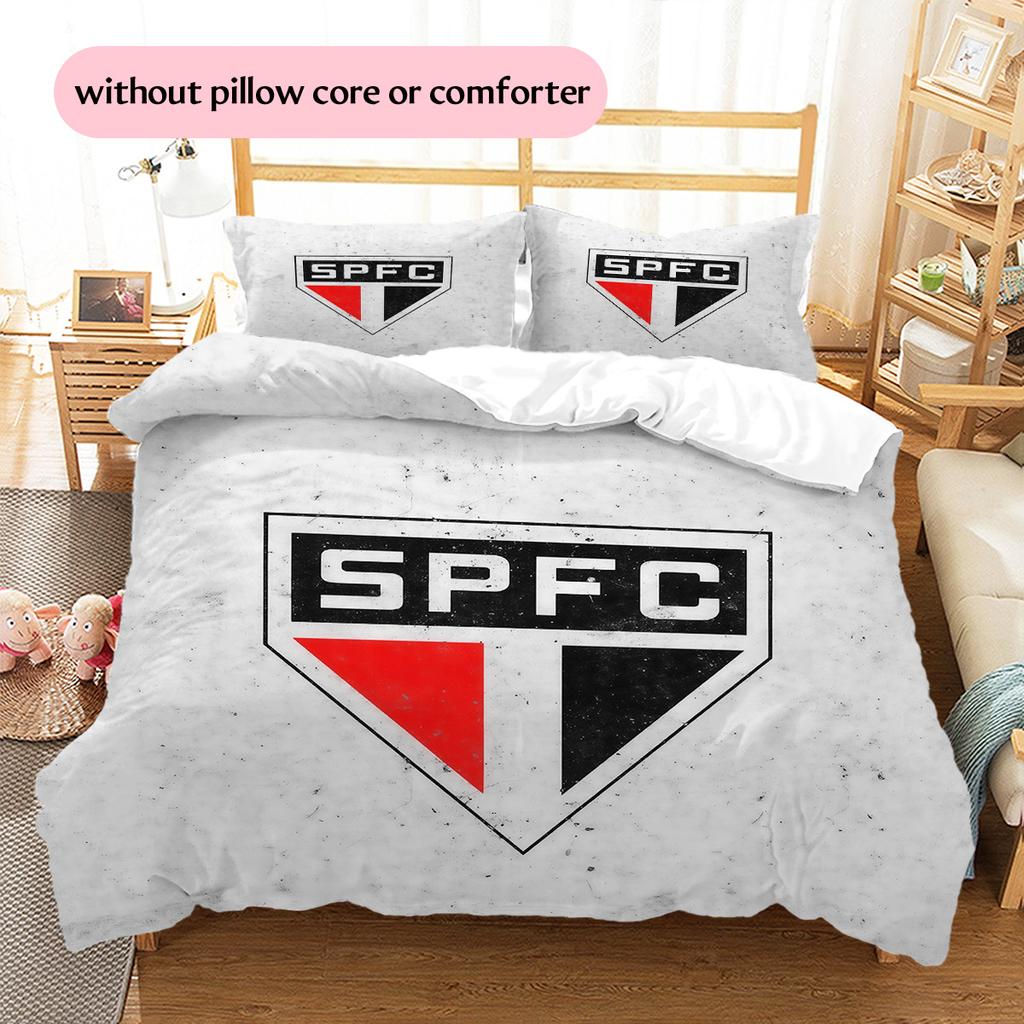 Sao Paulo FC3 Pattern Bedding Quilt Set  Home Decoration  Gift (1 * Duvet Cover + 2 * Pillowcase  Without Core)