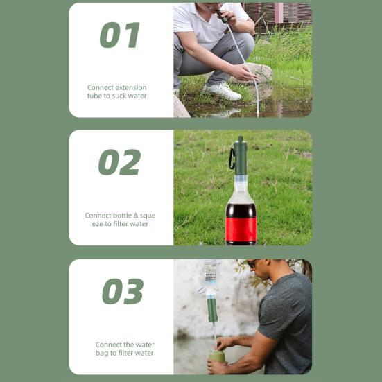 Personal Water Filter Straw Mini Water Purifier Universal Easy To Install Outdoor Camping Water Purifier Straw Kit Emergency Survival Gear