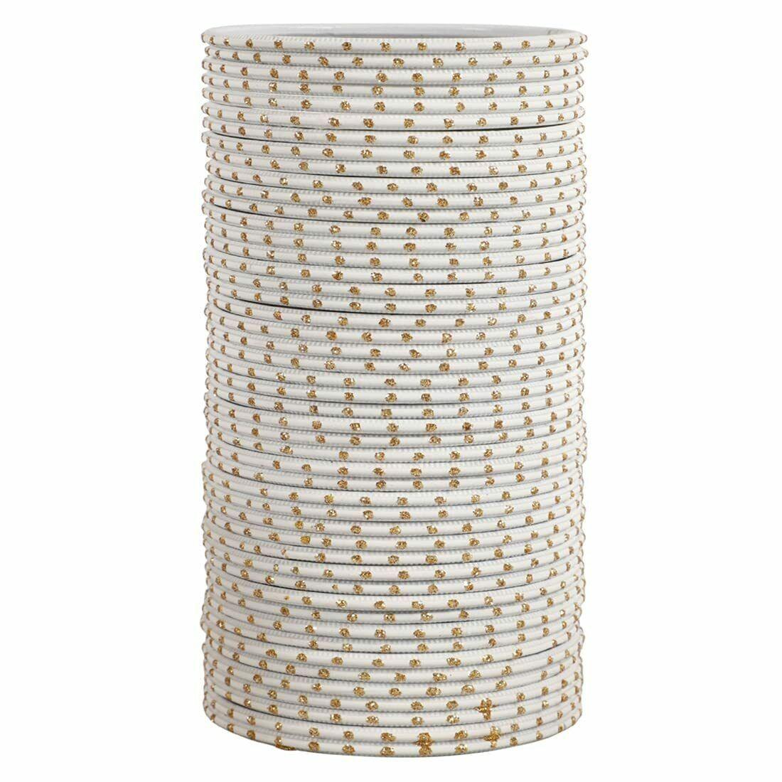 

Traditional Unique Dotted Plain Metal Bangles Color White For Girls Set Of 48 SK5083