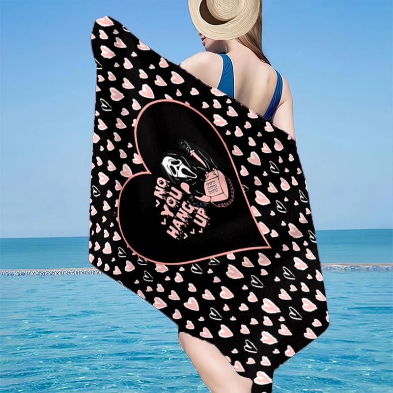 Heartbeat Ghostface Of Horror Beach Towel, Super Soft Microfiber, Gift for Her/Him, Birthday, for Pool, Beach, Travel, Home Decor Fan gifts