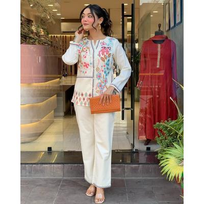 Indisches Bollywood Top Tunika Kurta Hose Kordel-Set Damen Partykleidung Designer Kurti VSO-1728 c