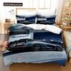 Sport Racing Car Duvet Cover Set Blue Race Car Bedding Set Full Size Boys Blue Flame Extreme Speed Sports Car Comforter Cover