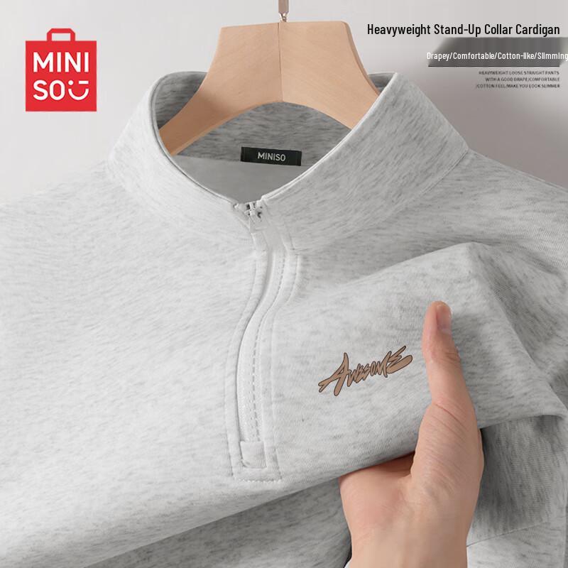 MINISO Men's American Style Half-Zip Stand Collar Sweatshirt