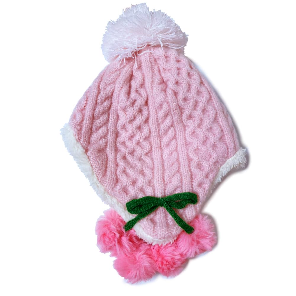 Happy Knitted Cherry for Boys and Baby Fur Number Beans! Hat, Design, Girls, Warm, (JP, Size, 46.0 cm, 50.0 cm, Pink)
