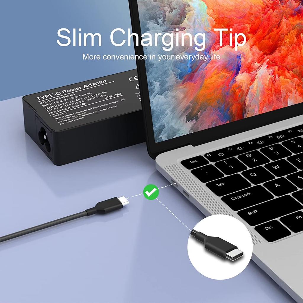 65W Laptop Charger Power Adapter 20V 3 25A Type-C Connector Compatible with Multiple Notebook Models Fast Charging