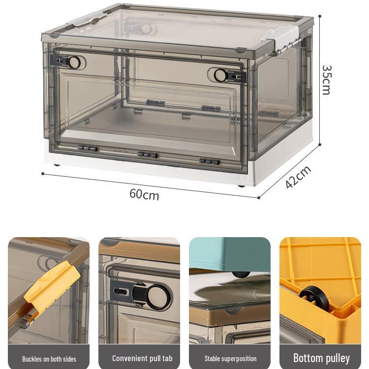 Large Outdoor Portable Transparent Foldable Storage Box for Clothes, Toys, Snacks, Books - Dustproof and Ideal for Home Use.
