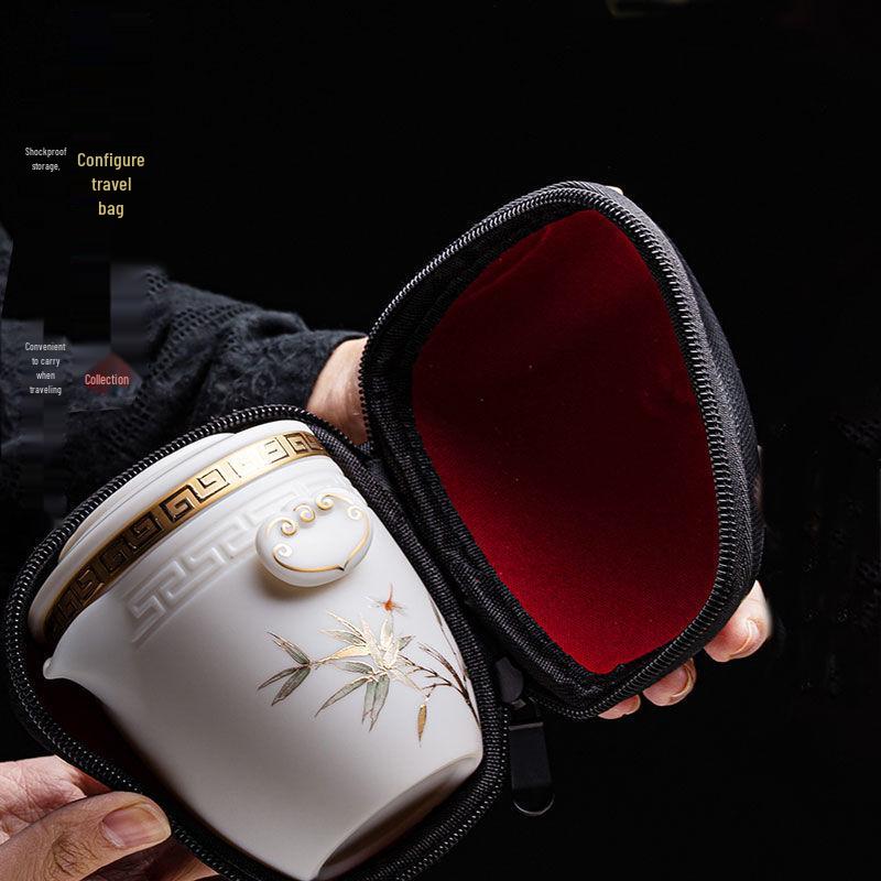 Handon Dehua White Porcelain Travel Tea Set